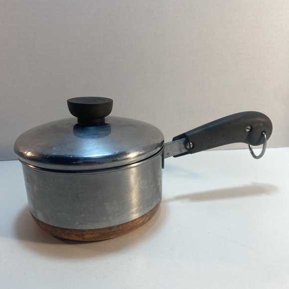 Revere Ware 1 Qt Copper Bottom Pot Sauce Pan with Lid Vintage Pre 1968 - Picture 3 of 11